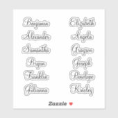 12 Gästenamen Moderne Elegante Kalligraphie Aufkleber (Blatt)
