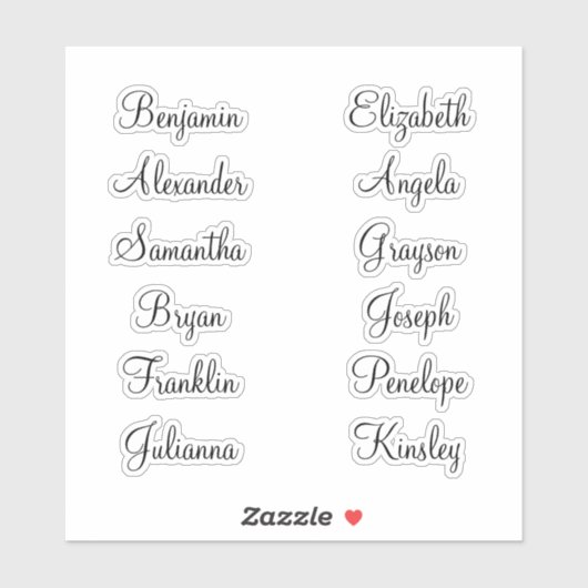 12 Gästenamen Moderne Elegante Kalligraphie Aufkleber (Blatt)