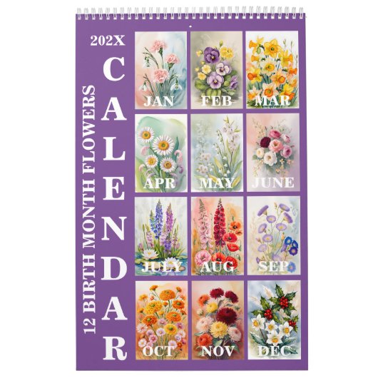 12 Geburtsmonatsblumen 2026 Wandkalender (Titelbild)
