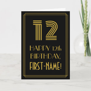 12. Geburtstag: Art Deco inspirierter Look "12" &  Karte