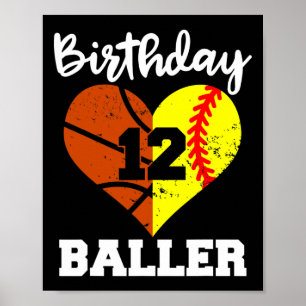 12. Geburtstag Baller Spaß 12 Jahre alter Softball Poster