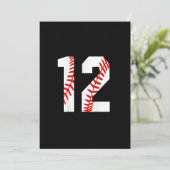 12. Geburtstag Baseball Big Number Zwölf Einladung (Stehend Vorderseite)
