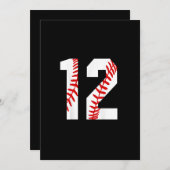 12. Geburtstag Baseball Big Number Zwölf Einladung (Vorne/Hinten)