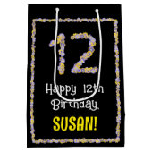 12. Geburtstag: Blumennummer, Individuelle Name, B Mittlere Geschenktüte (Rückseite)