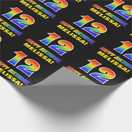 12. Geburtstag: Bold, Fun, Simple, Rainbow 12 Geschenkpapier (Ecke)