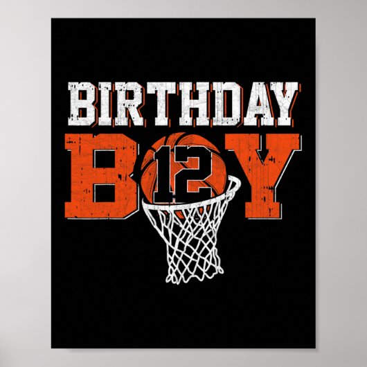 12. Geburtstag Boy Basketball Lover 12 Jahre Altes Poster (Vorne)