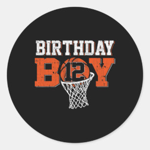 12. Geburtstag Boy Basketball Lover 12 Jahre Altes Runder Aufkleber