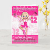 12. Geburtstag Cheerleader Tanzen, Sterne in Pinks Karte (Gelbe Blume)