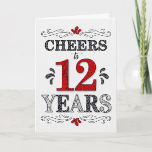 12. Geburtstag Cheers in Red White Black Pattern Karte