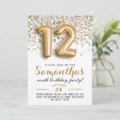 12. Geburtstag Confetti Einladung (Stehend Vorderseite)