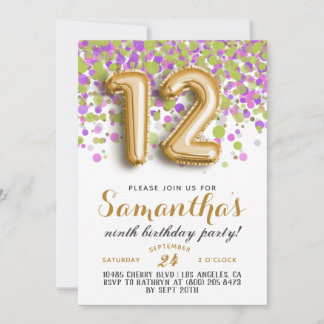 12. Geburtstag Confetti Einladung