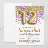 12. Geburtstag Confetti Einladung (Vorne/Hinten)