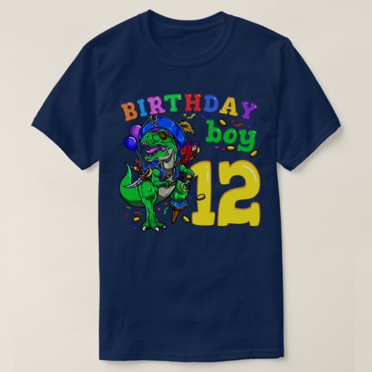 12. Geburtstag Dinosaurier Pirate 1 T-Shirt (Design vorne)