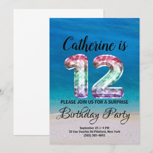 12. Geburtstag Einladung (Vorne/Hinten)