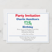 12. Geburtstag Einladung mit Foto (Rückseite)