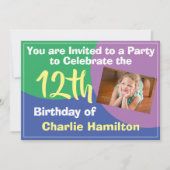 12. Geburtstag Einladung mit Foto (Vorderseite)