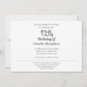 12. Geburtstag Einladung mit Foto (Rückseite)