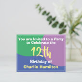 12. Geburtstag Einladung Postkarte (Stehend Vorderseite)