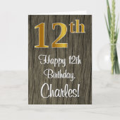 12. Geburtstag: Elegante Imitate Gold Look #, Imit Karte (Vorderseite)