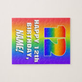 12. Geburtstag: Farbiges, lustiges Regenbogenmuste Puzzle (Horizontal)