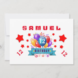 12. Geburtstag Festivals Ballons und Stars B112 Einladung