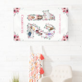 12. Geburtstag Foto Collage Pink Blume Mädchen Wei Banner (Insitu)