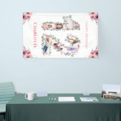 12. Geburtstag Foto Collage Pink Blume Mädchen Wei Banner (Messeveranstaltung)