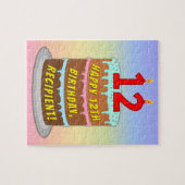 12. Geburtstag: Fun Cake and Candles + Individuell Puzzle (Horizontal)