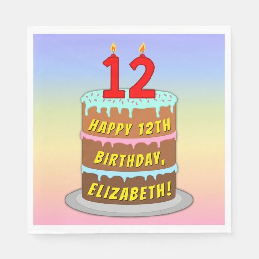 12. Geburtstag: Fun Cake and Candles + Individuell Serviette (Vorderseite)