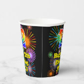 12. Geburtstag: Fun Fireworks Pattern + Regenbogen Pappbecher (Rechts)