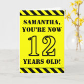 12. Geburtstag: Fun Stencil Style Text, Individuel Karte (Gelbe Blume)