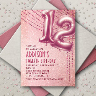 12. Geburtstag Girls Rose Gold Einladung