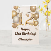 12. Geburtstag Gold Balloons und Confetti Geburtst Karte (Gelbe Blume)