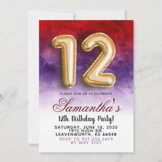 12. Geburtstag - Gradient Invitation Einladung