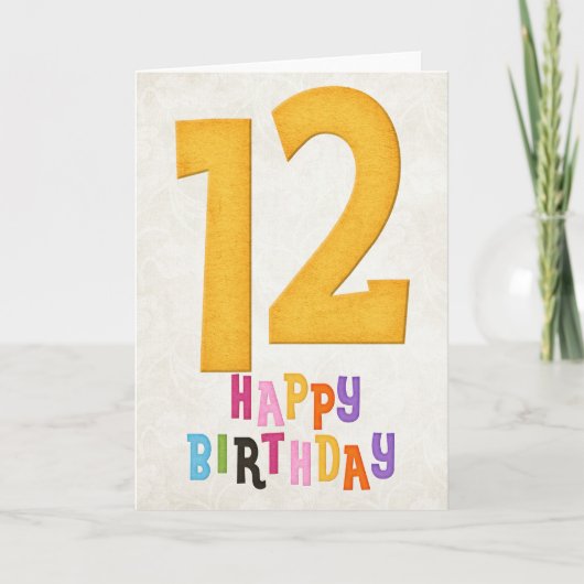 12. Geburtstag Happy Birthday Card Design 2 Karte (Vorderseite)