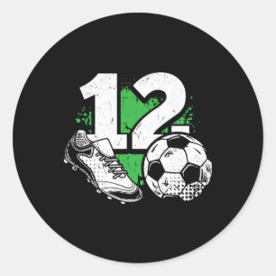 12. Geburtstag Junge Fußballspieler Fußball 12 Jah Runder Aufkleber
