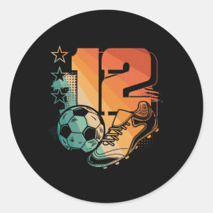 12. Geburtstag Junge Fußballspieler Fußball 12 Jah Runder Aufkleber