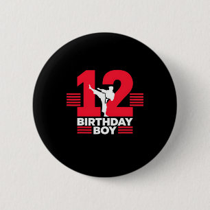 12. Geburtstag Karate Junge 12 Jahre alt Taekwondo Button