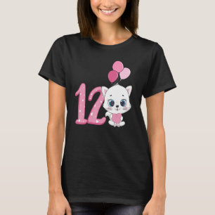 12. Geburtstag Kitten Ballon Katze Thema Geburtsta T-Shirt