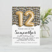 12. Geburtstag Leopard Tierdruckaufforderung Einladung (Stehend Vorderseite)