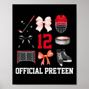 12. Geburtstag Mädchen Coquette Bow Hockey Sport 1 Poster