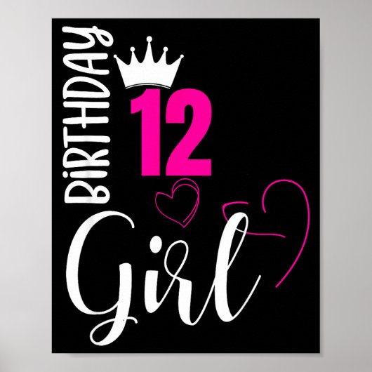 12 Geburtstag Mädchen glücklicher 12. Geburtstag  Poster (Vorne)
