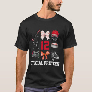 12. Geburtstag Mädchen Kokette Bow Hockey Sport 12 T-Shirt