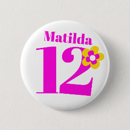 12. Geburtstag Mädchen rosa Button-Taste Abzeichen Button