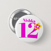 12. Geburtstag Mädchen rosa Taste/Abzeichen Button (Vorne & Hinten)