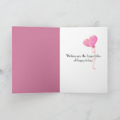 12. Geburtstag mit Mädchen mit rosa Ballons Karte (Innenseite)