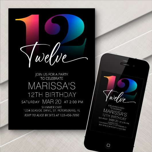 12. Geburtstag modern Einladung