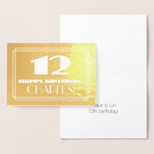 12. Geburtstag: Name + Art Deco Inspiriert Look "1 Folienkarte