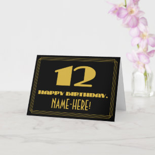 12. Geburtstag: Name + Art Deco inspiriertes Ausse Karte