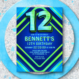 12. Geburtstag Neon Einladung